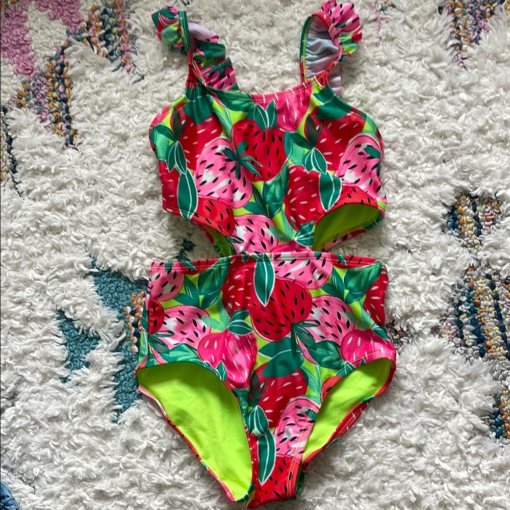 Cat & Jack Red and Green One Piece Swimsuit